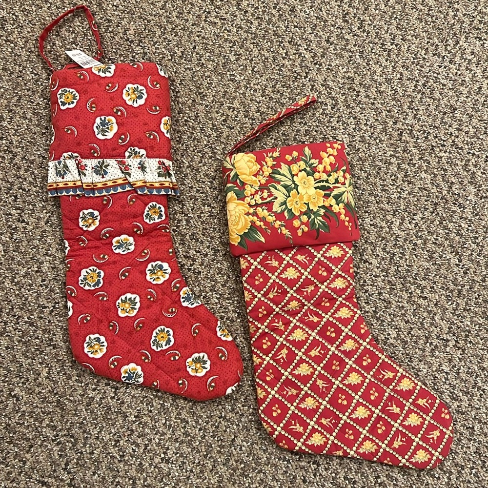 Set of 2 Vintage Pierre Deux Handmade Christmas Stockings